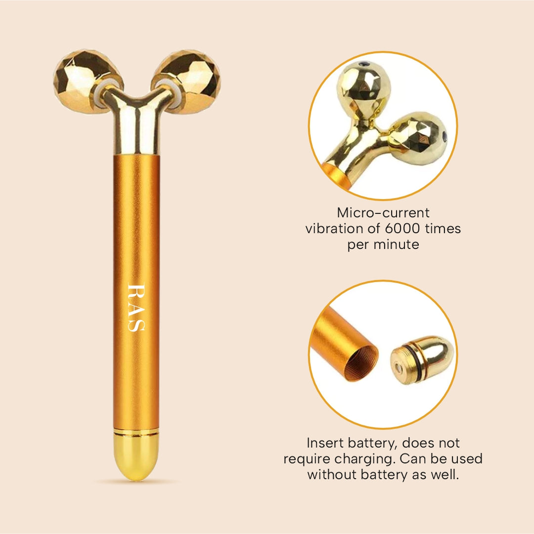 24k Gold Y-Shape 3D Electric Face & Body Massager