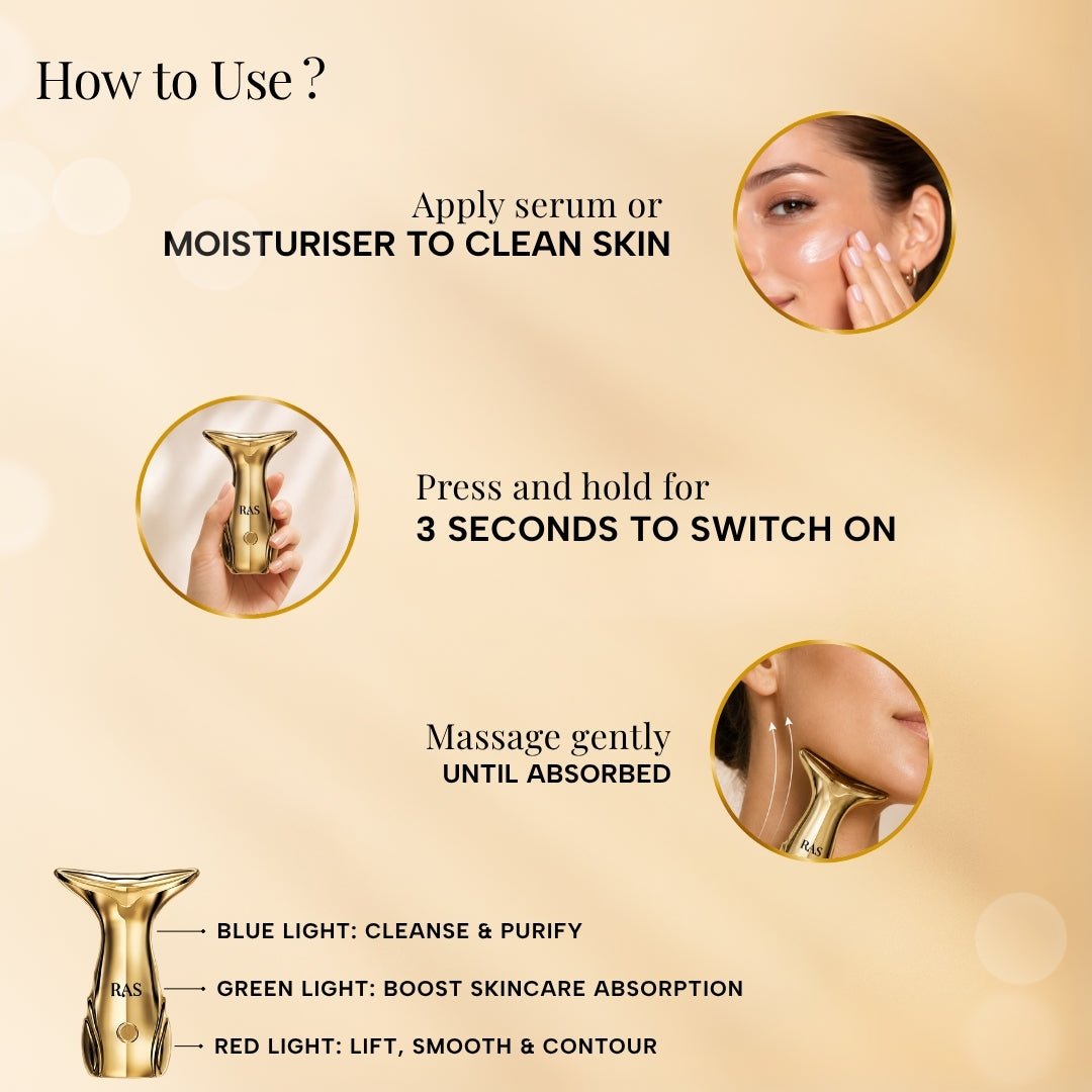 Free Golden Contour 3 In 1 Face & Neck Device + 24K Gold Face Elixir
