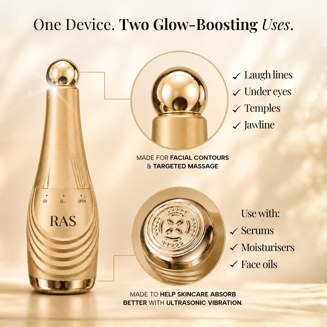 Free Glow Pro 2 in 1 Ultrasonic Electric Face Massager + Night Cream + Day Cream