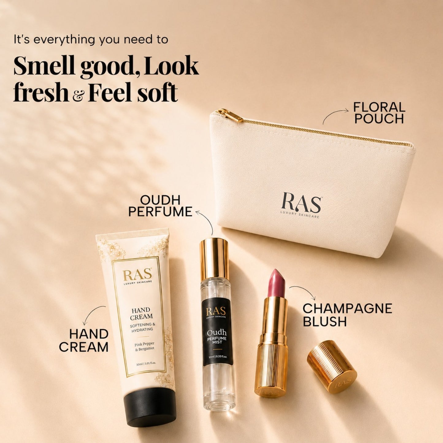 RAS Effortless Elegance Kit with Lipstick, Perfume & Hand cream