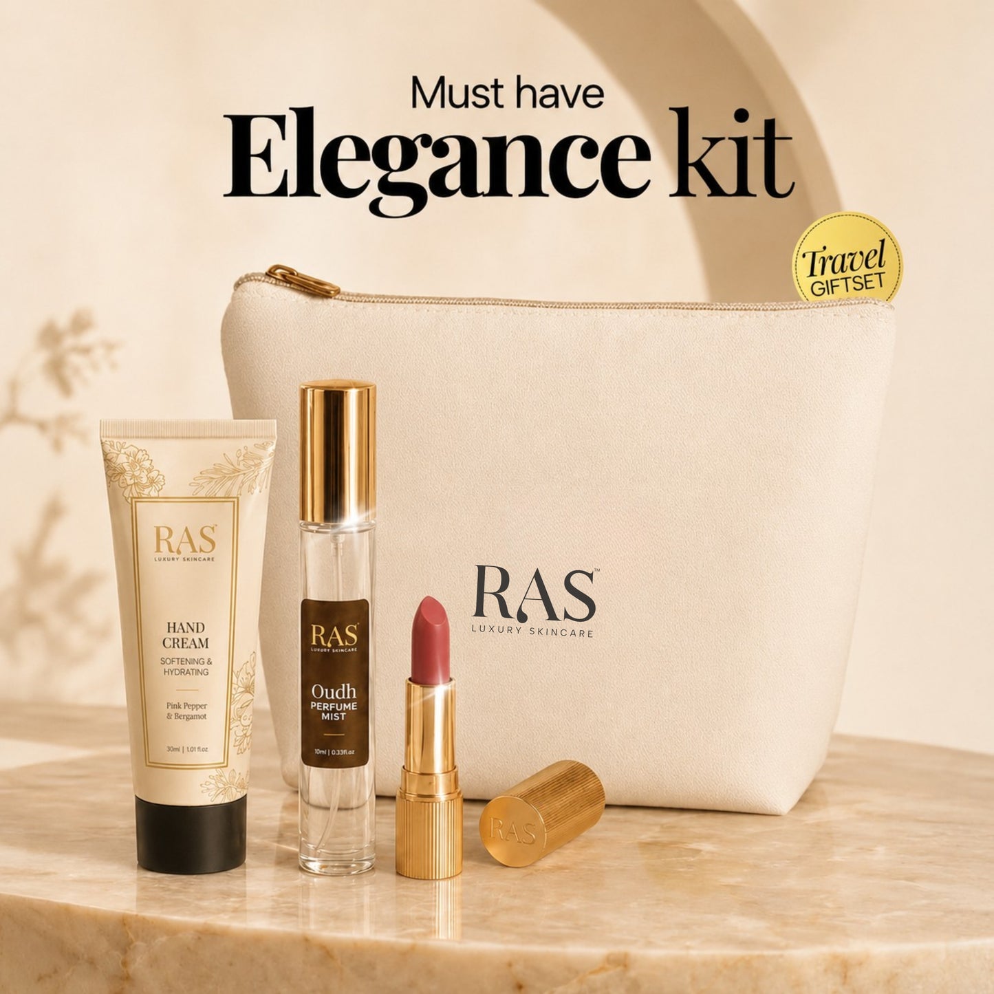 RAS Effortless Elegance Kit with Lipstick, Perfume & Hand cream