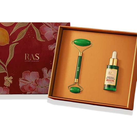 Ultimate Glow Jade Roller Gift set With brightening Serum