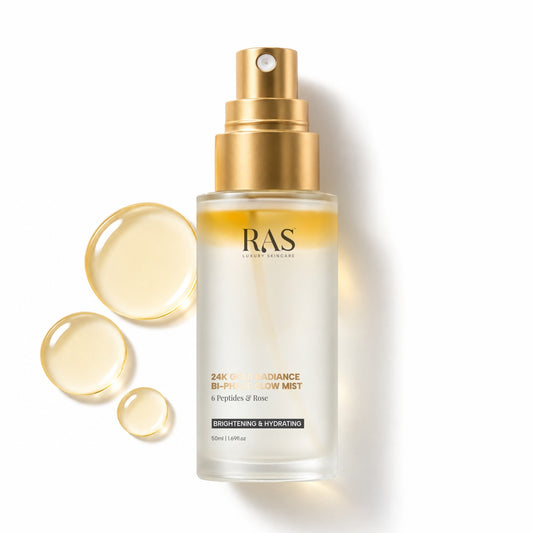 24K Gold Radiance Bi-Phase Glow Mist with 6 Peptides and Rose