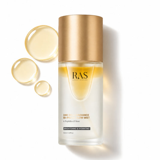24K Gold Radiance Bi-Phase Glow Mist with 6 Peptides and Rose