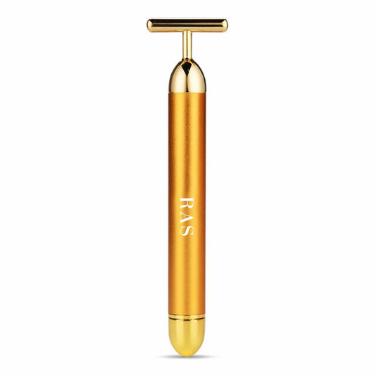 24K Gold T-Shape Vibrating Face Massager