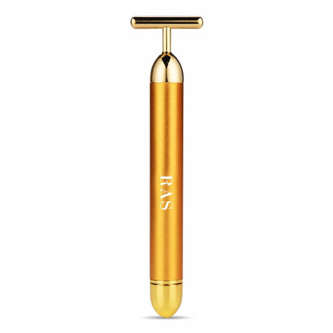 24K Gold T-Shape Vibrating Face Massager RAS Luxury Skincare 24K Gold T-Shape Vibrating Face Massager RAS Luxury Skincare