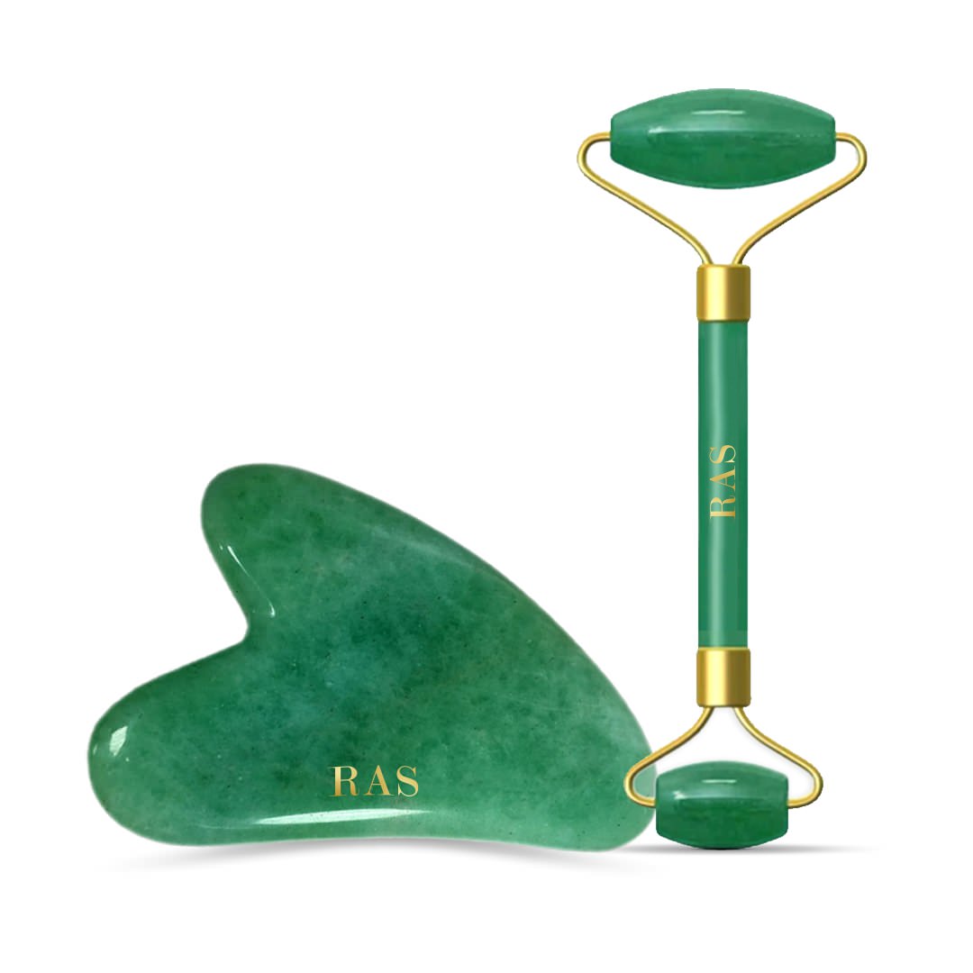 Jade Face Beauty Tools Set: Gua Sha & Face Roller