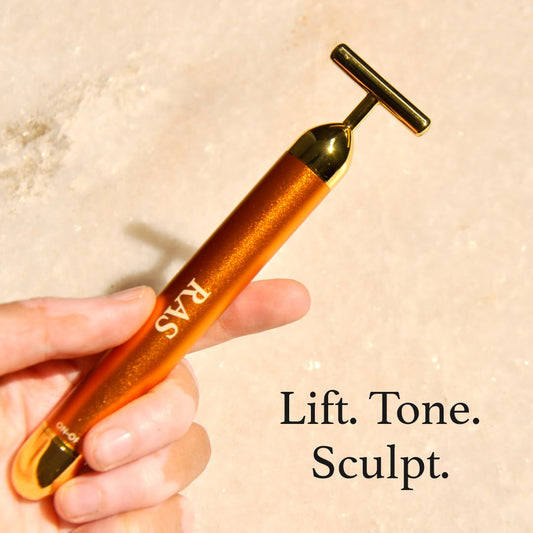 24K Gold T-Shape Vibrating Face Massager