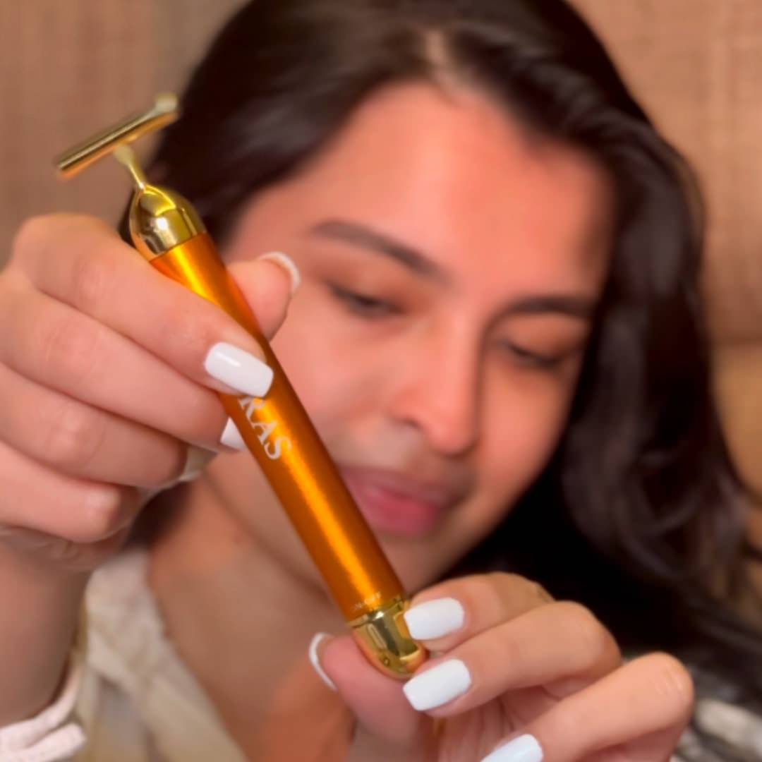 24K Gold T-Shape Vibrating Face Massager