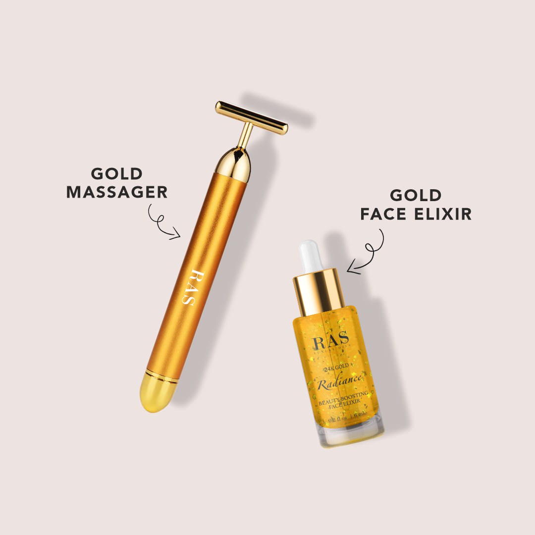 24k Gold Magic Duo Youthful Glow with Gold Massager – RAS Luxury Oils