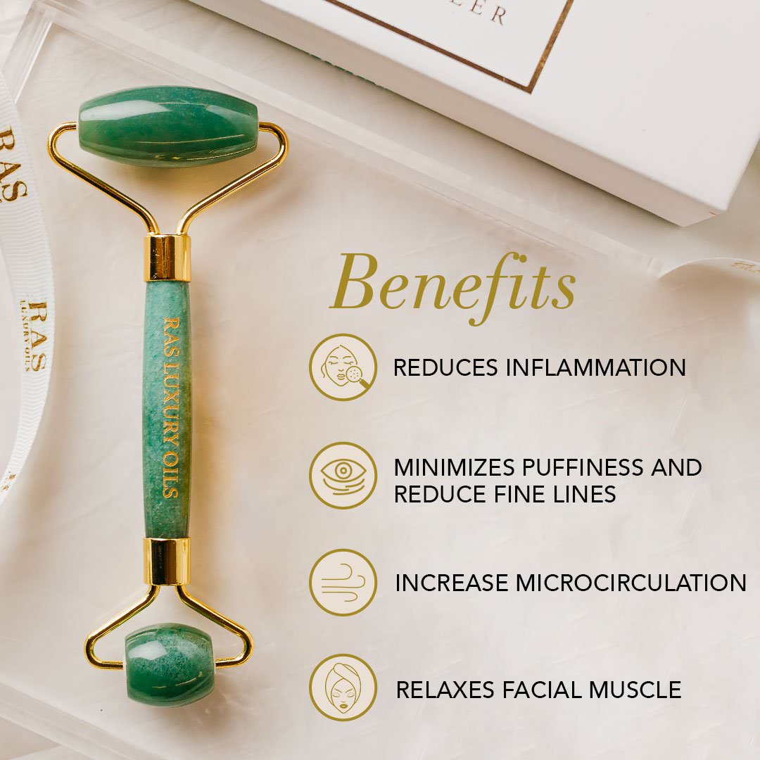 Jade Face Beauty Tools Set: Gua Sha & Face Roller